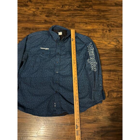 Wrangler Shirt Mens 2XL Navy Blue Paisley Western Cowboy Rodeo Embroidered Logo - Picture 6 of 8